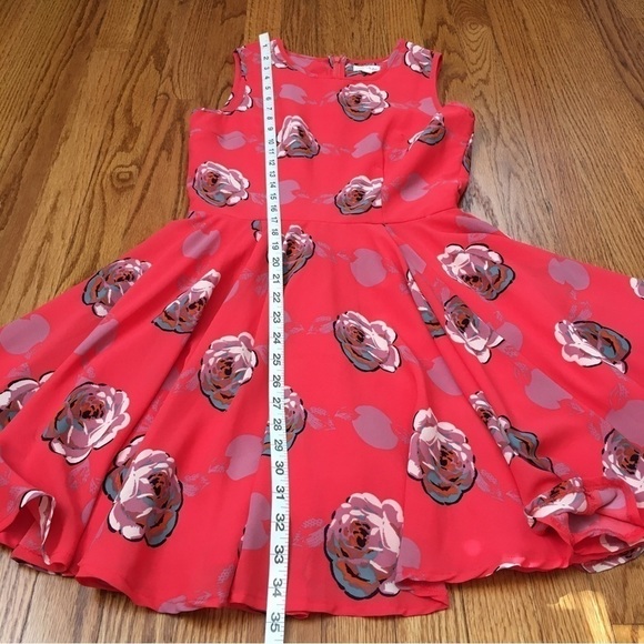 Maison Jules Red Floral  Sleeveless Floral pleated Fit & Flare Dress - Picture 12 of 16